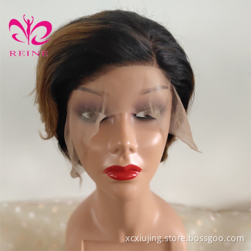 Customized Style Pixie Cut Ombre T1B/30  color Short Bob Wigs Lace Front Wigs Wavy Hair Human Hair Wigs